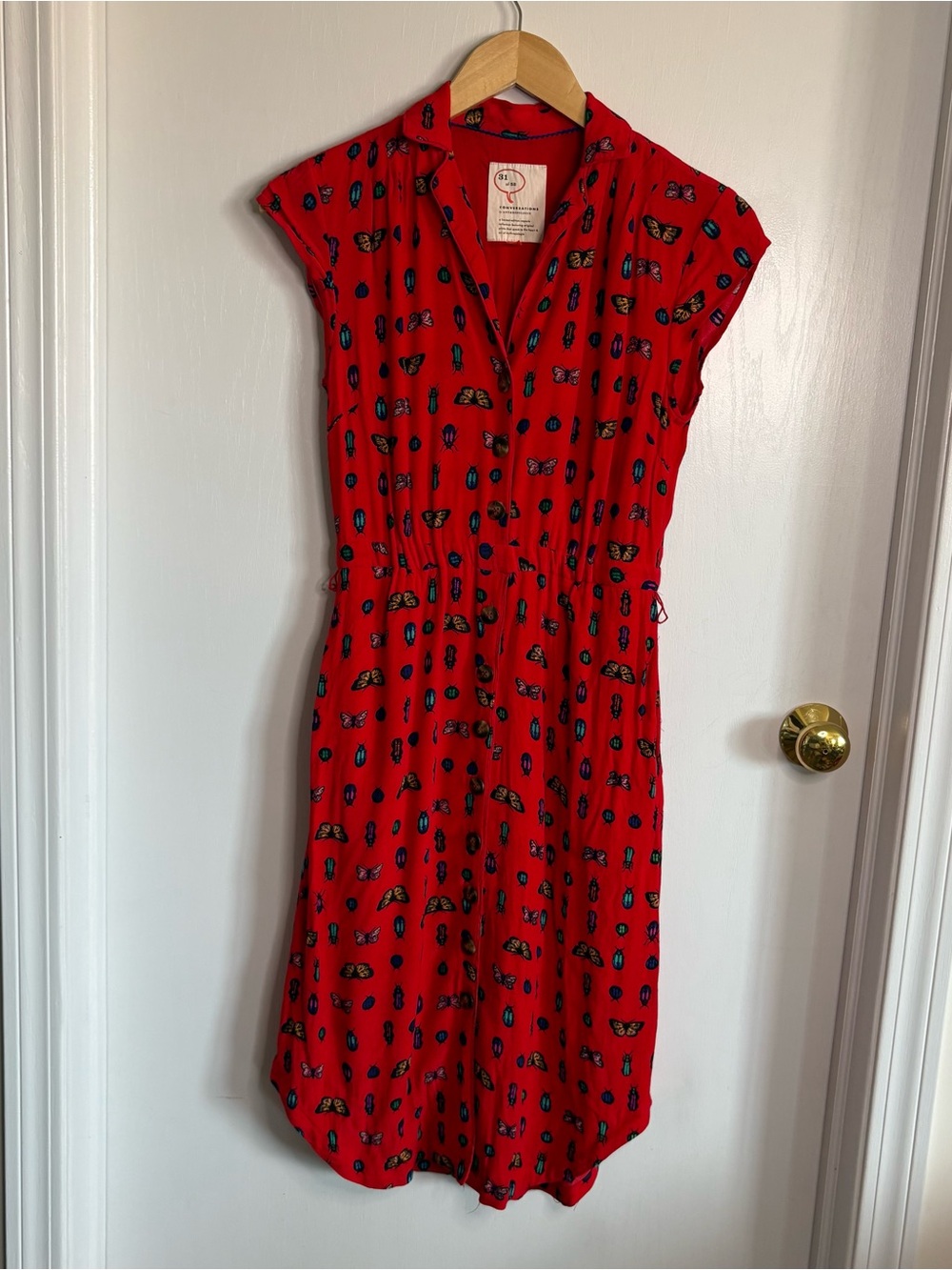Anthropologie Red Labeled Insect AOP Conversations Capsule Dress Whimsy
